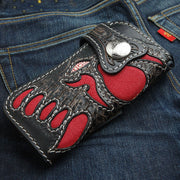 Red Demon Stingray Leather Carved Biker Wallet [2]