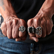 Black Dragon Claw Sterling Silver Biker Ring for Men