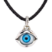 Blue Evil Eyeball Sterling Silver Gothic Pendant