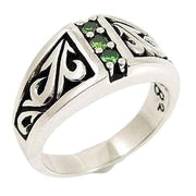Tribal Emerald Sterling Silver Ring