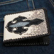 bifold komodo skin leather biker wallet for men