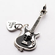 Guitar and Pick Sterling Silver Rocker Pendant