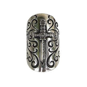 Medieval Shield Sword Sterling Silver Rocker Ring