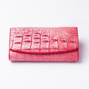 pink backbone croc alligator wallet