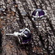Amethyst Gothic Claw Sterling Silver Stud Earrings
