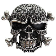 Sterling Silver Biker Skull Belt Buckle